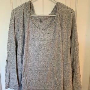 Women’s Grey 3/4 Sleeve Hooded Shirt